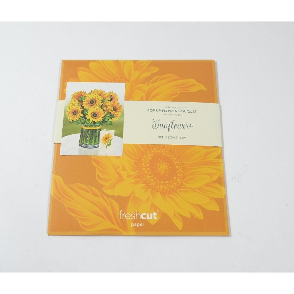 Freshcut Paper Pop Up Bouquet Yellow Sunflowers With‎ Note Card